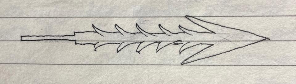 Field Sketch of an Arrowhead Forged from a Nail, Datoga Village